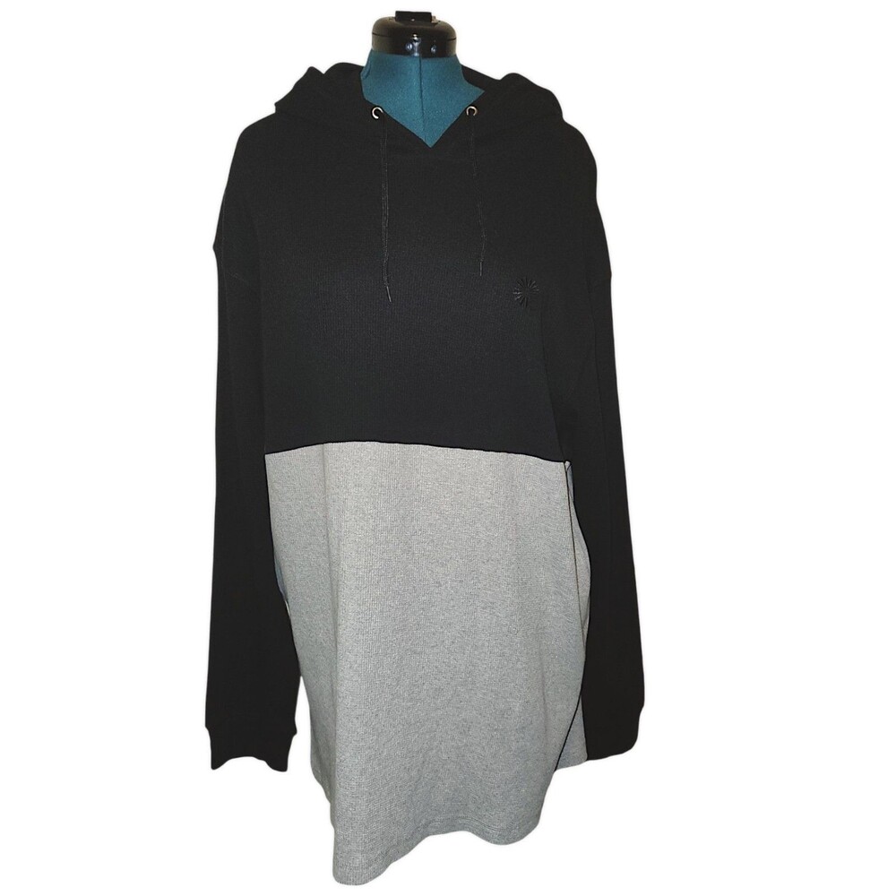Akademiks Thermal Hooded Black & Gray Shirt Men's Size 4XL Long Sleeve